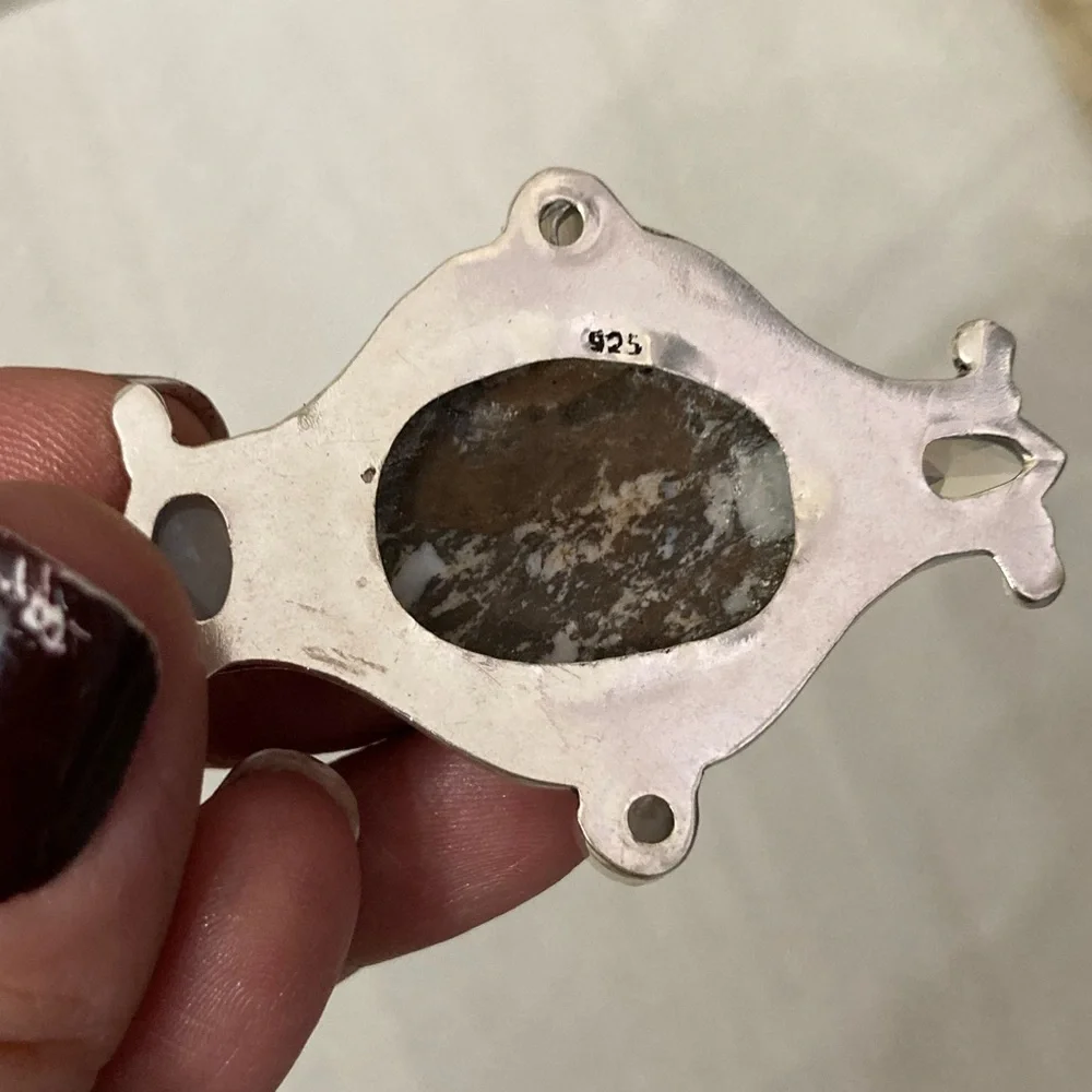 Genuine moonstone white & brown agate gemstones & opalite boho silver necklace - Picture 6 of 15